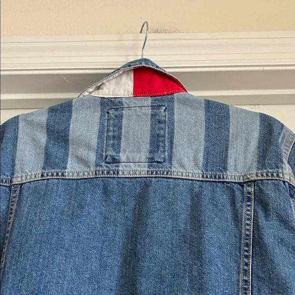 Tommy Hilfiger 90s Revival Streetwear Denim Striped Mixed-Wash Trucker Jacket M - Picture 8 of 9